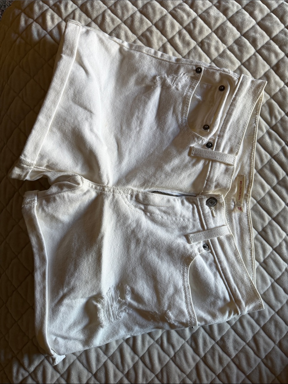 Levi's White High-Rise Denim Jean Shorts